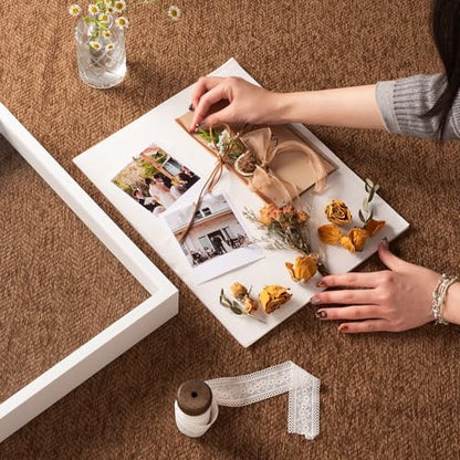 11x14 Shadow Box Frame with Ultra-Clear Glass & Soft Linen Back - color: White+high Definition Panel + Shatter-proof Packaging, size: 11x14