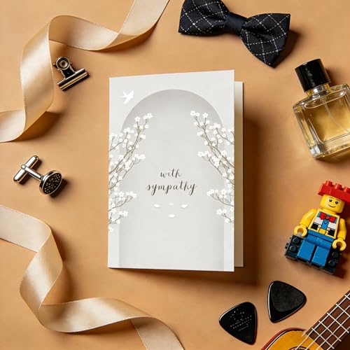 Heartfelt Sympathy Card for Friends, Family, or Colleagues - Sent by Daughter, Son, Friend, or Boss, Includes Elegant Envelope and Rose Pattern Gold Sticker - color: QY-42