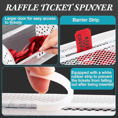 Teenyyou Raffle Drum Holds 600 Tickets, Metal Ticket Wheel Spinner with Stand, Raffle Tickets Cage for Games Events, Parties, School Drawings(Integrated Rotary,White,7.09" X 4.72", Small) - color: White, size: 7.09" X 4.72", Small, style: Integrated Rotar