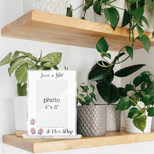 Dog Lovers Gifts for Girls Photo Frame, Just a Girl and Her Dog Acrylic Picture Frames 4 x 6 Inch Photo, Gifts for Dogs Mom Lovers - color: Dog Lovers