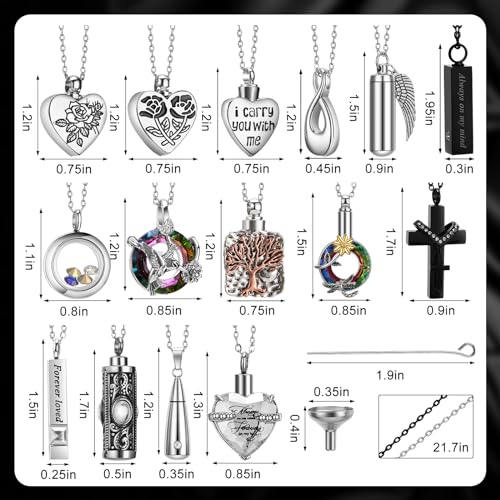 Ecation 15 Pcs Urn Necklace for Ashes Women Cremation Jewelry - color: White