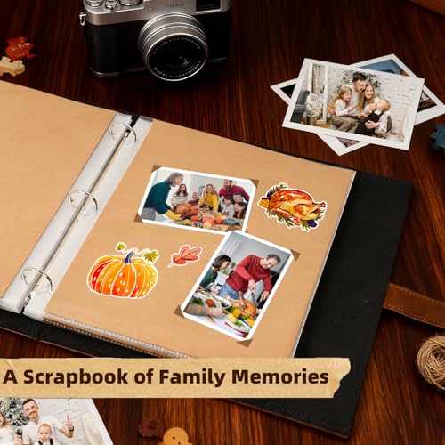Vienrose 13"x11" Scrapbook Album Gift Set Faux Leather DarkBrown 60 Pages | 3 Ring Scrapbook With 60 Kraft Pages, 30 Plastic Sleeves, Blank Scrapbooks, Photobook, Valentine Gift Wedding Anniversary - color: Dark Brown, size: 12.8"X11.2" 30Sheets