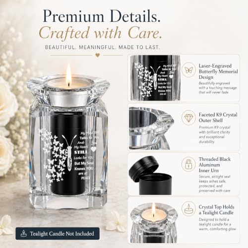 IFOLAINA Small Urn Butterfly for Human Ashes Cremation Mini Crystal Urn Alloy Storage Keepsake Funeral Memorial Gifts for Loved Ones