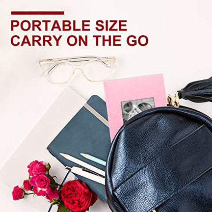 Ywlake Photo Album 4x6 50 Pockets 2 Packs, Small Mini Capacity Leather Photo Albums, Each Pack Holds 50 Top Loader Vertical Only Pictures Pink - color: Pink, size: 50 Photos/2PK