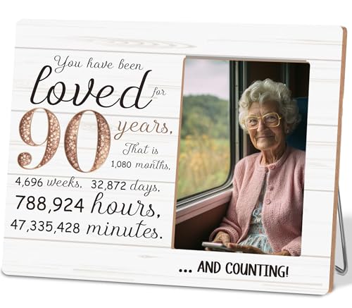 90th Birthday Gifts for Women Men，You Have Been Loved for 90 Years Picture Frame,90 Years Old Gift for Grandma Grandpa Mom Dad Photo Frames - color: 90th