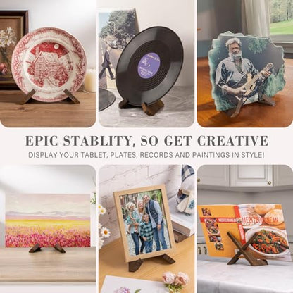 ANBOXIT Plate Stand for Display - 6.5 Inch Plate Holder Easel | Wooden Decorative Table Top Plate Stand, Picture Frame Holder for Photo