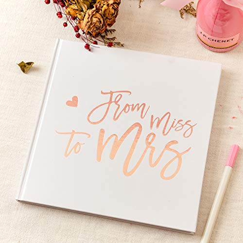 Calculs Polaroid Bridal Shower Guest Book From Miss To Mrs Bachelorette Party Picture Book 8.5” Square Blank Pages, White Cover Rose Gold Foil Stamping - style: Traditional