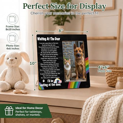 Pet Memorial Photo Frame - Waiting At The Door Dog Wooden Tabletop Picture Frame - Sympathy Memorial Gifts For Loss Of Dog Cat Owner - In Loving Memory Frame Favors -11