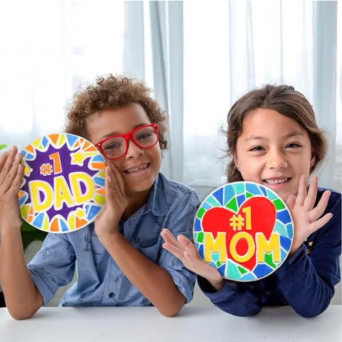 Creative Roots Paint Your Own Stepping Stone Kit, #1 Dad | DIY Garden Stepping Stone Activity, Arts and Crafts Project for Kids, Includes Pre-Cast Ceramic and Paints - style: #1 Dad