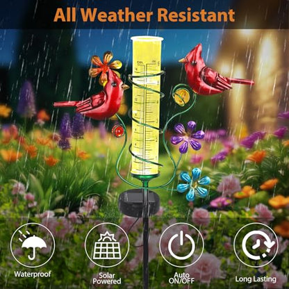 Rain Gauges Outdoors Best Rated, Cardinal Rain Measure Gauge | Freeze Proof Adjustable Height Large Rain Measuring Tool for Garden Yard Fence - color: Cardinal
