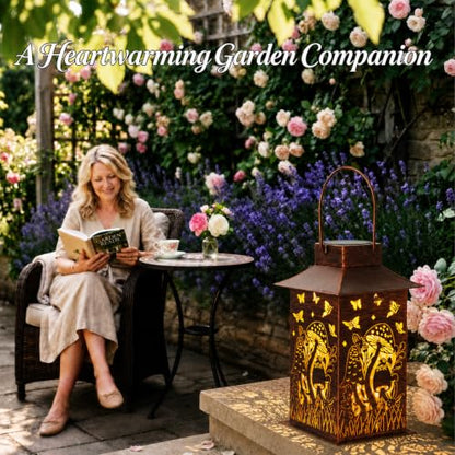 Homemory Gifts for Women, Mushroom Solar Lanterns Outdoor Waterproof | Solar Decoration with Led Glow and Waterproof Metal Design, Ideal for Garden, Yard, Patio, Porch, Birthday Gifts - style: Mushroom Square