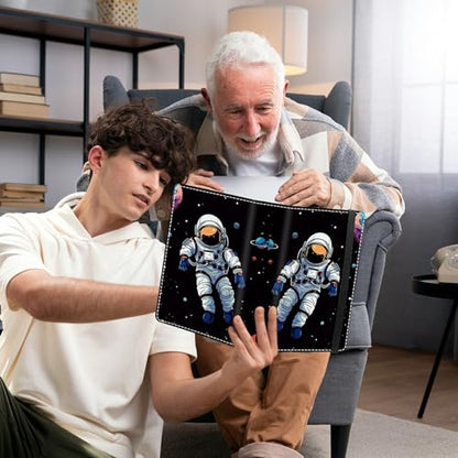 Photo Album 3.5x5 80 Photos Small Capacity PU Leather Cover, Astronaut in Outer Space Mini Photo Album 3.5x5 with Elastic band, Birthday Christmas Photo Albums Wedding Anniversary - color: Astronaut in Outer Space, size: 3.5*5 Holds 80 Photos