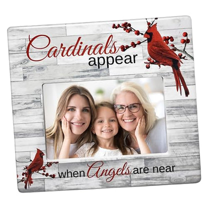 Memorial Picture Frame for Loss of Loved One, When Cardinals Appear Angels Are Near Photo Frame, Sympathy Condolence Gift, Cardinal Keepsake, Wood Grain Look, Holds 4x6 Photo, 8 x 7.25 Inch - size: Not Customized