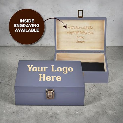 Custom Logo Wooden Keepsake Box, Engraved Memory Chest for Corporate Gifts - style: 15. Upload Your Logo