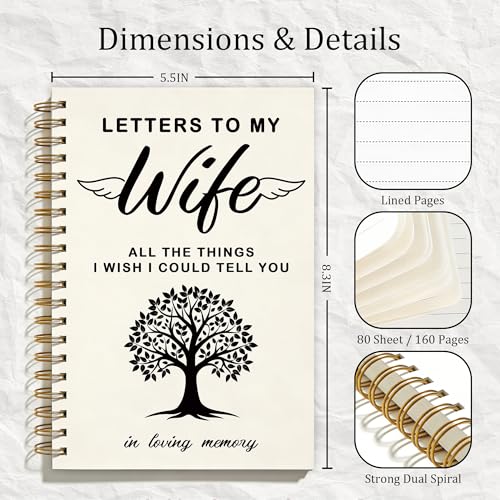 FTKBGHY Memorial Gifts for Loss of Wife Grief Journal Notebook, Sympathy Notebooks Gifts for Loss of Loved One, Bereavement Gift, Letters to My Wife Journal, 5.5x8.3 Inch - color: Colour-7