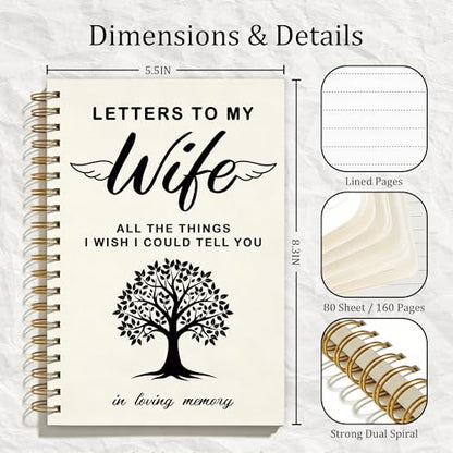 FTKBGHY Memorial Gifts for Loss of Wife Grief Journal Notebook, Sympathy Notebooks Gifts for Loss of Loved One, Bereavement Gift, Letters to My Wife Journal, 5.5x8.3 Inch - color: Colour-7