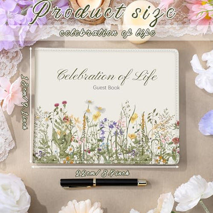 Patelai Funeral Guest Book with Pen, Vintage Wildflower - style: Vintage Wildflower