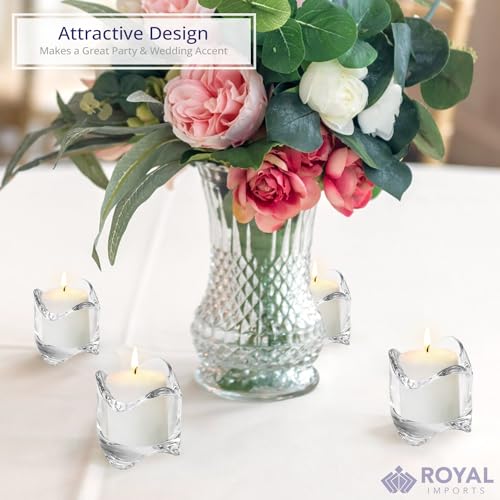 Royal Imports Glass Tea Light Candles Holder 2.5" Tall, Set of 6 | Heat-Resistant, Sturdy Candle Holder Centerpieces for Tables Glass Votive Holders Weddings, Parties, Home & Event Decorations