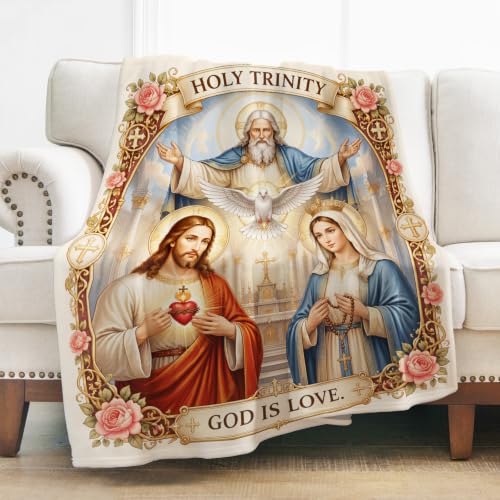 Levens Christian Holy Trinity Blanket|50"x60"|Soft Cozy Baptism Decor Gift - color: Holy Trinity, size: 50"x60"