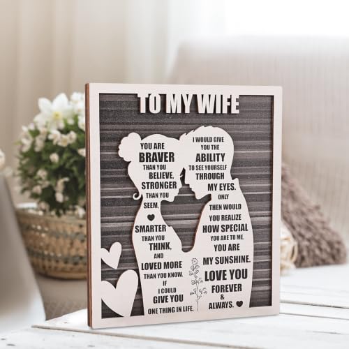 Mothers Day To My Wife Plaque | Valentines Romantic Gifts for Wife from Husband, Rustic Love Sign for Wife's Birthday, Wedding Anniversary, Christmas & Just Because - style: To My Wife