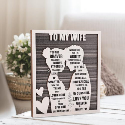 Mothers Day To My Wife Plaque | Valentines Romantic Gifts for Wife from Husband, Rustic Love Sign for Wife's Birthday, Wedding Anniversary, Christmas & Just Because - style: To My Wife