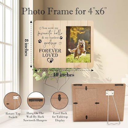 Dog Memorial Picture Frame, In Loving Memory Wood Photo Frame, Sympathy Gifts Bereavement Gifts for Loss of Dog, You Were My Favorite Hello And My Hardest Goodbye Frame, Pet Remembrance Gifts -c04 - style: Dog Memorial 4