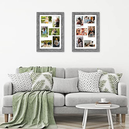 11x17 Collage Frame, 6 Open 4x6 Photo Frame Collage for Wall - color: Grey, size: 11x17 - (6 open4x6）
