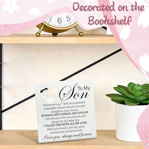 Stainless Steel Desk Plaque with Brave Quote, Courage & Brave Desk Decor for Son from Mom, Heartwarming Present for Son on Graduation, Sentimental Keepsake for Sonny from Mum, Hss15 - style: Sonny