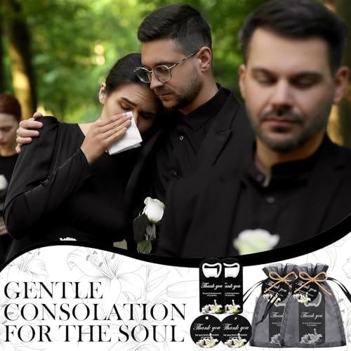 24 Sets Funeral Memorial Gifts Sympathy Gifts for Loss of Loved One Celebration of Life Favor Thank You Remembrance Magnetic Bottle Openers with Funeral Prayer Cards(Black,Thankful) - color: Black, style: Thankful