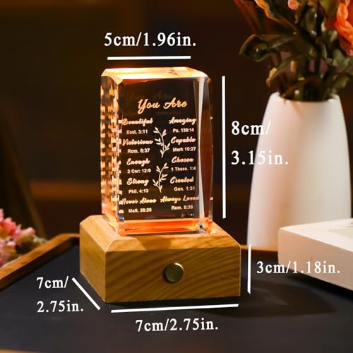 Ornalrist Christian Gifts for Women Crystal with Wood Night Light - color: Christian Gifts-You Are