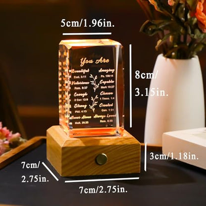 Ornalrist Christian Gifts for Women Crystal with Wood Night Light - color: Christian Gifts-You Are