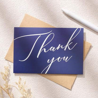 50 Pack Thank You Cards with Envelopes, 4x6 Inch Thank You Card Bulk - style: Simple Dark Blue