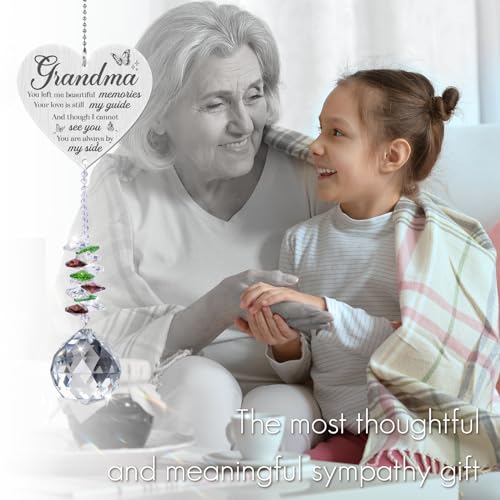 Grandma in Heaven Memorial Crystal Suncatcher Gifts,Sympathy Gifts for Loss of Grandma,Hanging Crystals Ornament for Window Rainbow Maker Prisms Home Decor Gift - style: Grandma