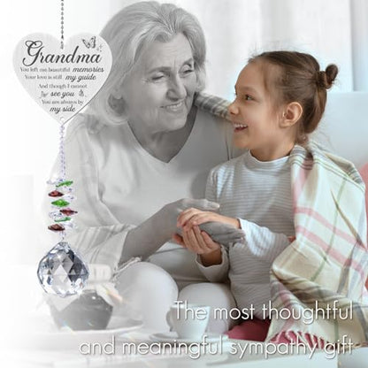 Grandma in Heaven Memorial Crystal Suncatcher Gifts,Sympathy Gifts for Loss of Grandma,Hanging Crystals Ornament for Window Rainbow Maker Prisms Home Decor Gift - style: Grandma