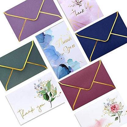 Winoo Design Heavy Duty Thank You Cards with Envelopes - 36 PK - Gold Thank You Notes 4x6 Inches Baby Shower Wedding Cards Small Business Graduation Funeral Bridal Shower (Assortment) - style: Assortment