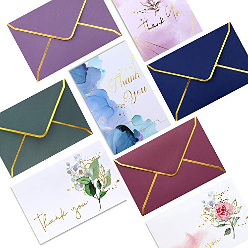 Winoo Design Heavy Duty Thank You Cards with Envelopes - 36 PK - Gold Thank You Notes 4x6 Inches Baby Shower Wedding Cards Small Business Graduation Funeral Bridal Shower (Assortment) - style: Assortment