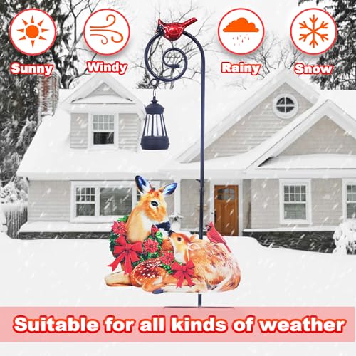 Deer Solar Lantern Garden Stake 29.5in Metal Christmas Yard Light - color: Christmas Reindeer