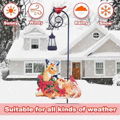 Deer Solar Lantern Garden Stake 29.5in Metal Christmas Yard Light - color: Christmas Reindeer