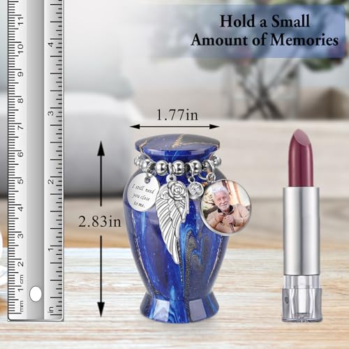 SOITIS Customized Small Urns for Human Ashes Keepsake, 2.83 Inches Urn for Women Men, Customized Aluminum Cremation Urns for Human Ashes-Blue Urn - color: Custom-blue