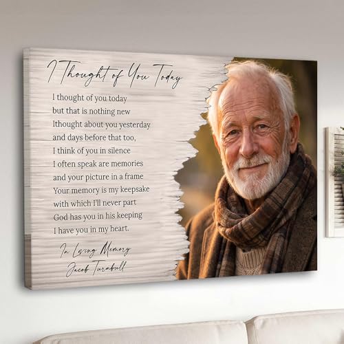 KOLSTRAW Personalized Memorial Canvas, Custom Remembrance Wall Art, In Loving Memory Gift, Sympathy Decor Print, Loss Keepsake, Forever In Heart Sign, Photo Canvas Tribute, Bereavement Gift 12x18#2 - color: Version-02