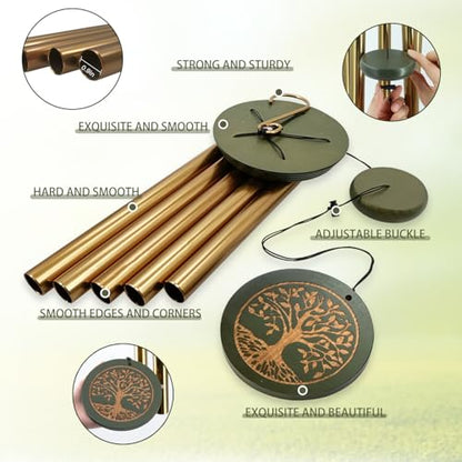 Astarin's Tree of Life Wind Chimes Sympathy Gift Outdoor Remembrance Garden - color: Family Tree