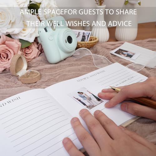 Green Linen Guest Book - Polaroid Photo Guestbook Sign (80 Pages) for Wedding Reception, Baby Shower & Graduation - Guest Sign-in Book - color: Green