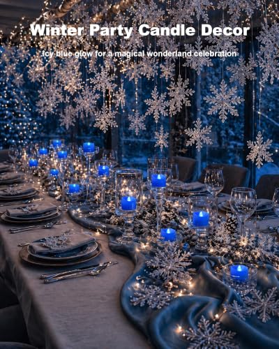 Homemory 12-Pack Blue Flameless Battery Tea Light Candles, 200+ Hours - color: Blue, size: Pack of 12