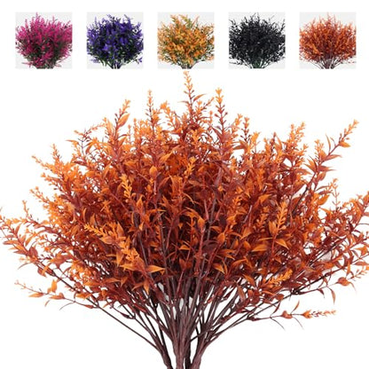 RECUTMS Outdoor Faux Plant Fall Fake Plant UV Resistant Artificial Greenery - color: Brown, size: 8 Bundles
