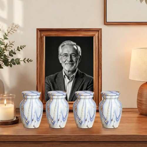 Small Keepsake Cremation Urns for Human Ashes, Memorial Urns, Light Blue - color: Light Blue