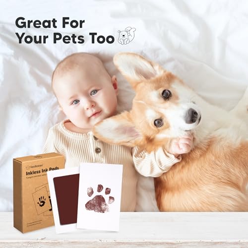 4pk Inkless Baby Hand and Footprint Kit, Mess Free Ink Pads (Auburn, R) | Newborn Keepsake, Dog Nose, Paw Print Kit, Clean Touch Ink Pads, Baby Handprints Footprints Kit, New Mom Gifts - color: Auburn, size: 4-Pack, Regular 2.3" x 3.7"