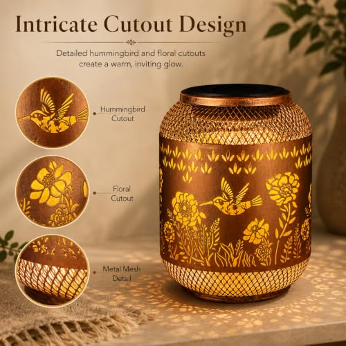 Solar Lantern Outdoor Hanging Hummingbird Solar Garden Light Gifts for mon - color: 01-Hummingbird