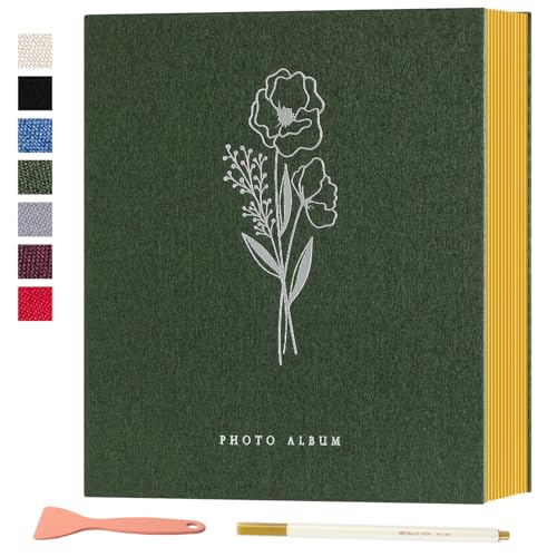 Lanpn Self Adhesive Photo Album Scrapbook 40 Pages, Linen Photos Albums DIY Sticky Magnetic Pages holds 4X6 7x5 A5 Picture for Family Wedding Birthday (Small-20 Sheets/40 Pages, Green) - color: Green, size: Sticky Page (Small,40 Pages)