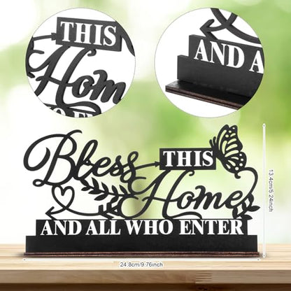 Jetec Inspirational Table Sign Art Decoration, Bless All Who Enter - style: Bless This Home and All Who Enter