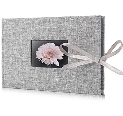 Fabmaker Small Photo Album 4x6, Picture Album, Picture Book, Mini Brag Book | Ribbon Closure, Linen Fabric Cover, Front Window, Sturdy Binding, Acid-free, PVC free, Artwork Weddings Family Boudoir - color: Light Gray, size: 12 Pockets/1PK